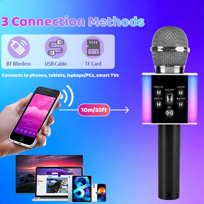 6-in-1 Wireless Karaoke Microphone Speaker with LED Lights and TWS detail image - detail view 10