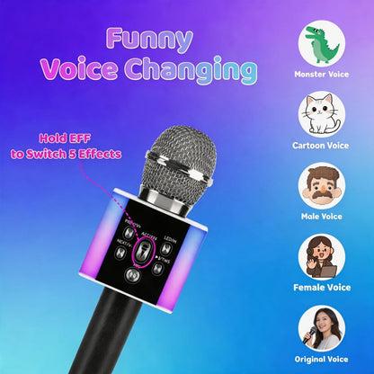 6-in-1 Wireless Karaoke Microphone Speaker with LED Lights and TWS detail image - detail view 16
