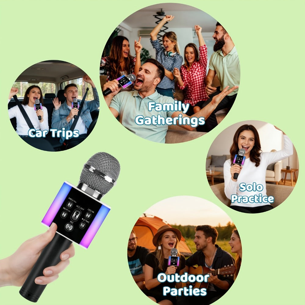 6-in-1 Wireless Karaoke Microphone Speaker with LED Lights and TWS detail image - detail view 18