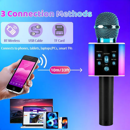 6-in-1 Wireless Karaoke Microphone Speaker with LED Lights and TWS detail image - detail view 22