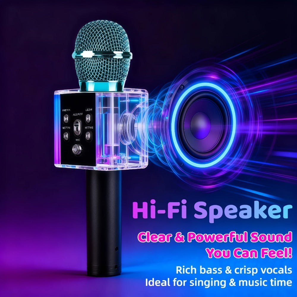 6-in-1 Wireless Karaoke Microphone Speaker with LED Lights and TWS detail image - detail view 24