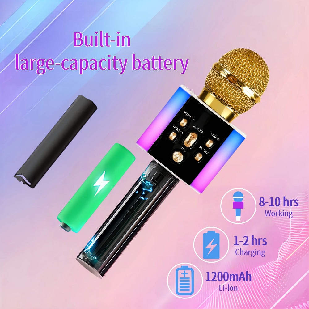 6-in-1 Wireless Karaoke Microphone Speaker with LED Lights and TWS detail image - detail view 29