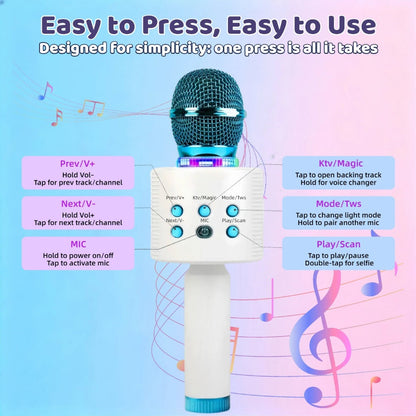 6-in-1 Wireless Karaoke Microphone Speaker with LED Lights and TWS detail image - detail view 34
