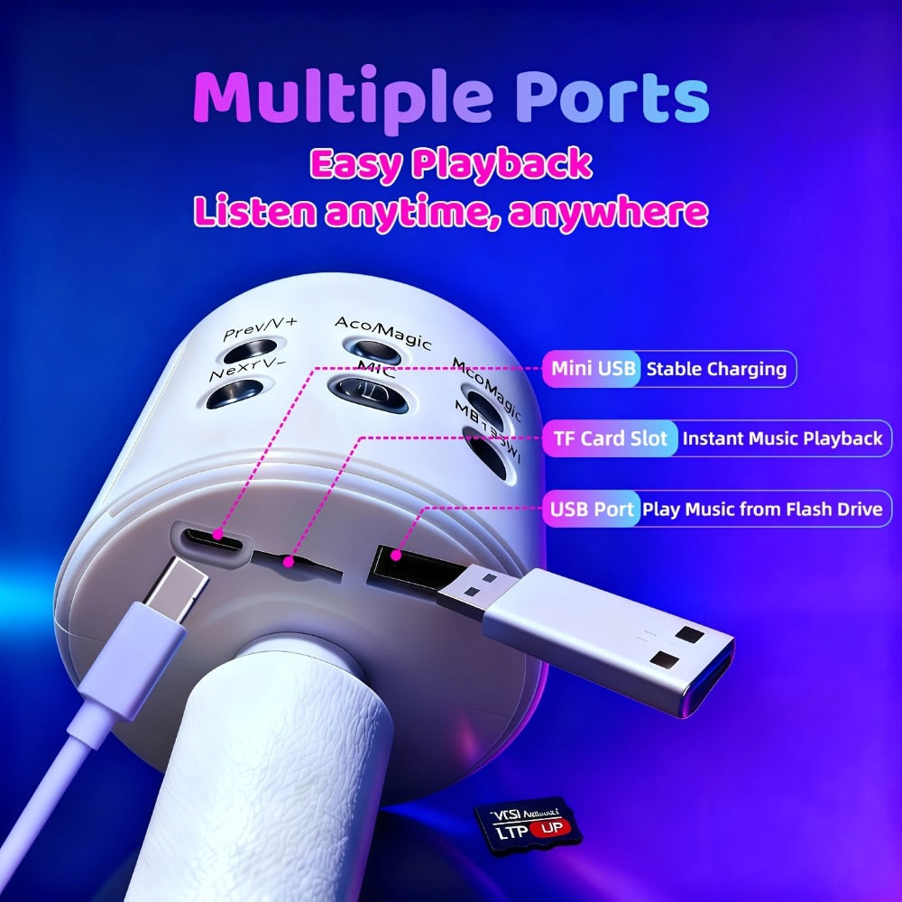 6-in-1 Wireless Karaoke Microphone Speaker with LED Lights and TWS detail image - detail view 35