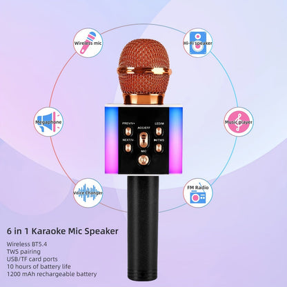6-in-1 Wireless Karaoke Microphone Speaker with LED Lights and TWS detail image - detail view 9