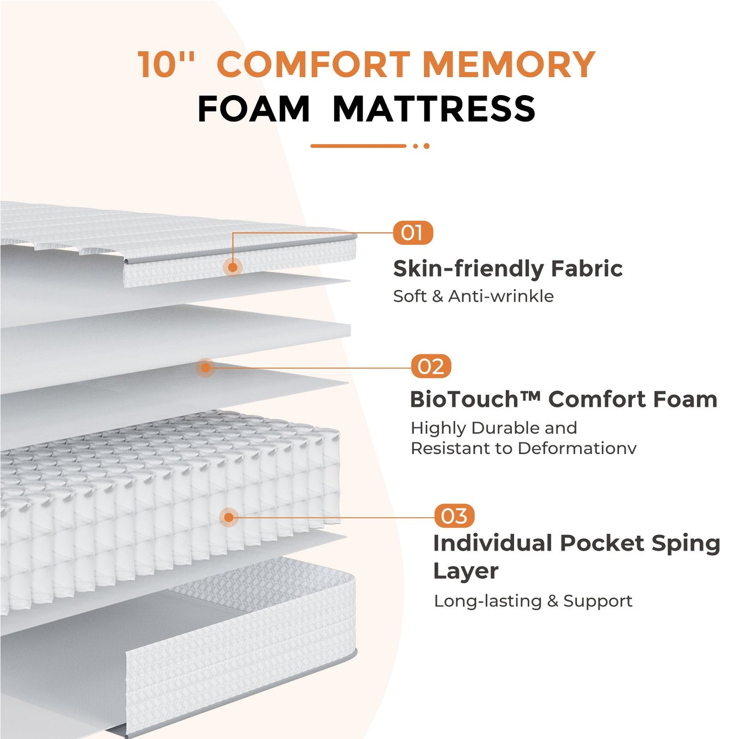 6-Inch Mattress with Pocket Springs for Bedroom Comfort and Support