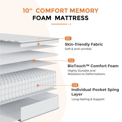 6-Inch Mattress with Pocket Springs for Bedroom Comfort and Support