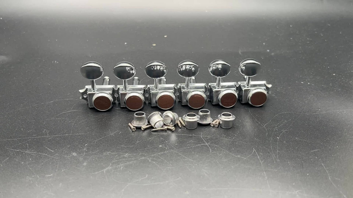 6-Inline Locking Guitar Tuners, 1:15 Ratio, Chrome or Gold Set detail image - detail view 11