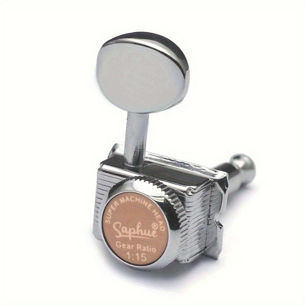 6-Inline Locking Guitar Tuners, 1:15 Ratio, Chrome or Gold Set detail image - detail view 8
