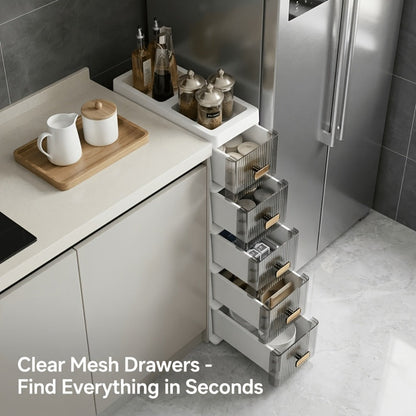 6-Layer Slim Bathroom Storage Cabinet with Storage Drawers for Organized Everyday Storage detail image - detail view 12