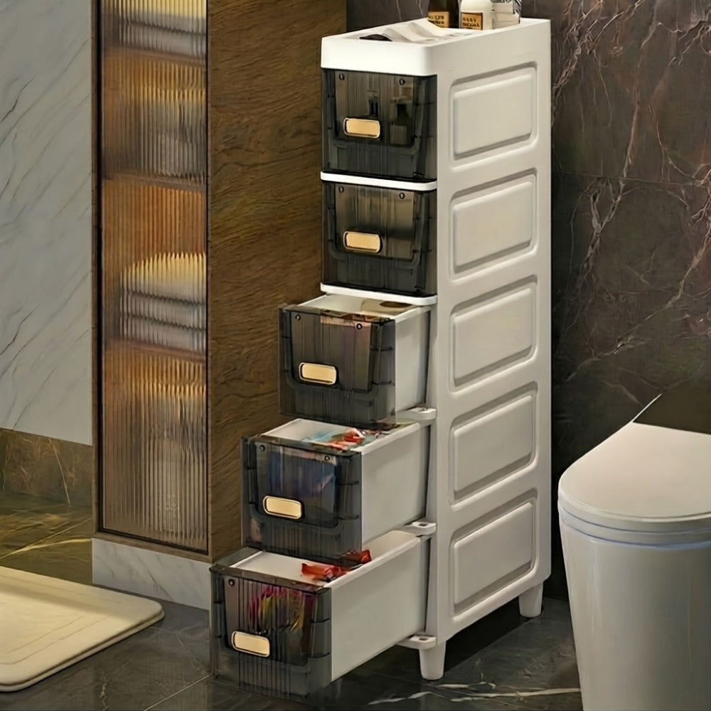 6-Layer Slim Bathroom Storage Cabinet with Storage Drawers for Organized Everyday Storage detail image - detail view 13