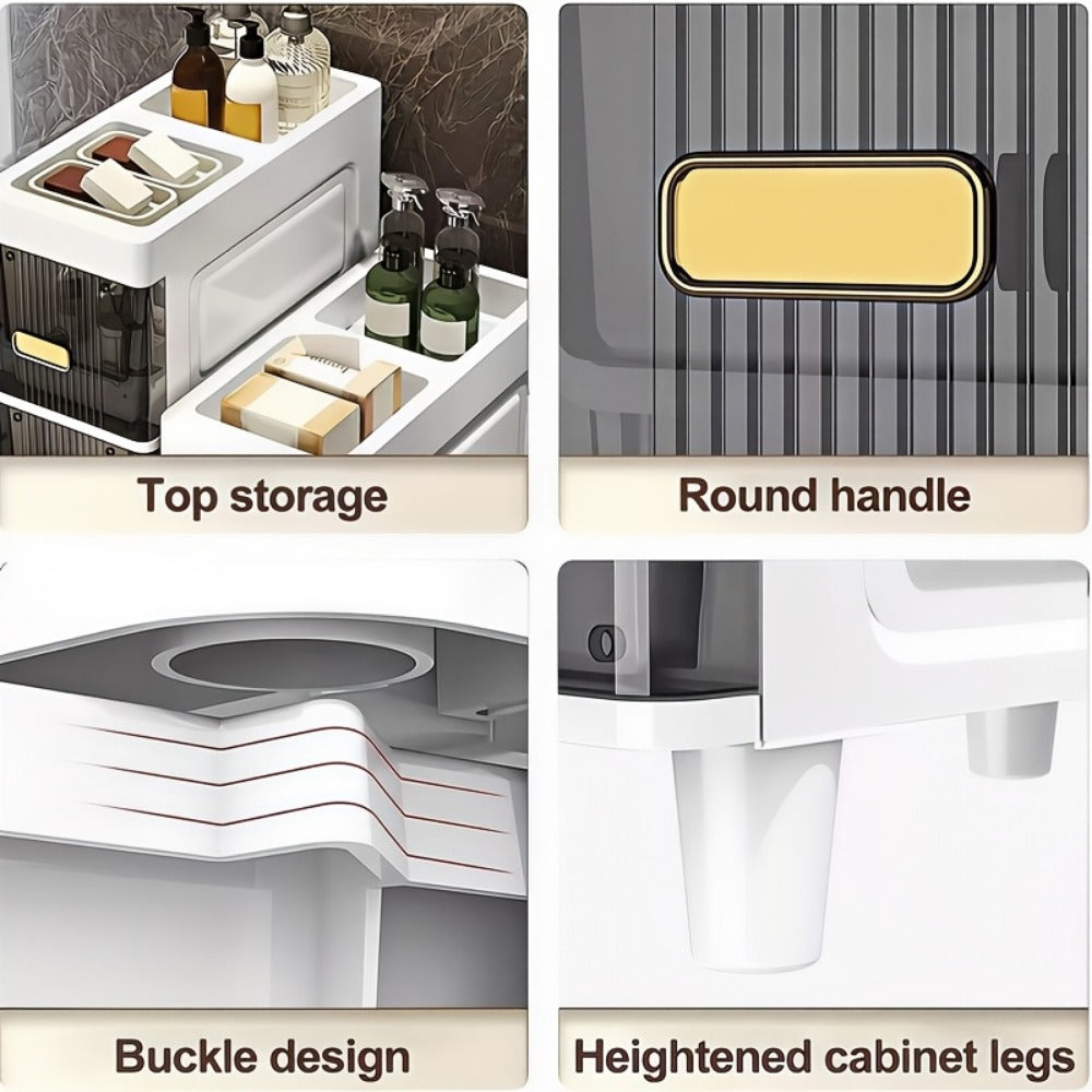 6-Layer Slim Bathroom Storage Cabinet with Storage Drawers for Organized Everyday Storage detail image - detail view 16