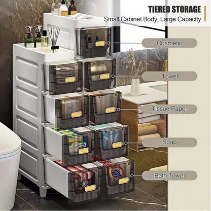 6-Layer Slim Bathroom Storage Cabinet with Storage Drawers for Organized Everyday Storage detail image - detail view 18