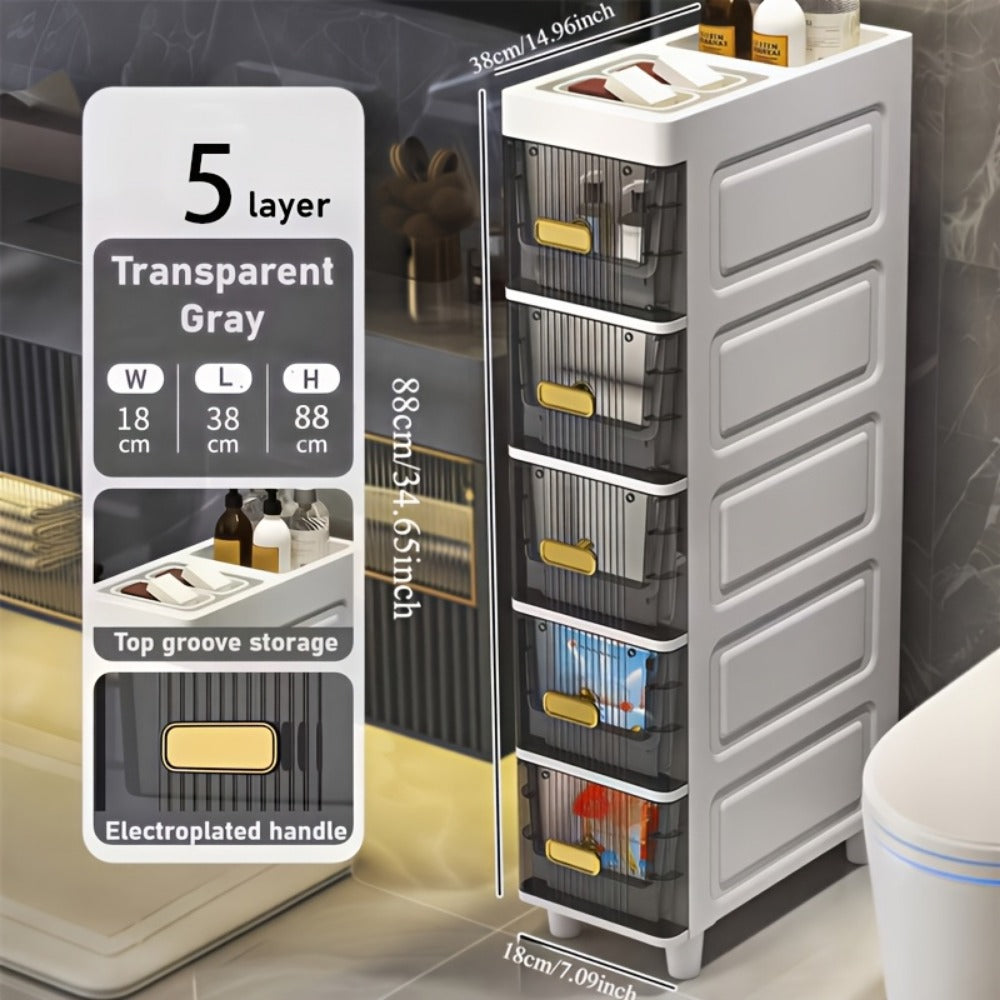 6-Layer Slim Bathroom Storage Cabinet with Storage Drawers for Organized Everyday Storage detail image - detail view 21