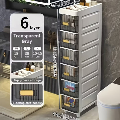 6-Layer Slim Bathroom Storage Cabinet with Storage Drawers for Organized Everyday Storage detail image - detail view 22