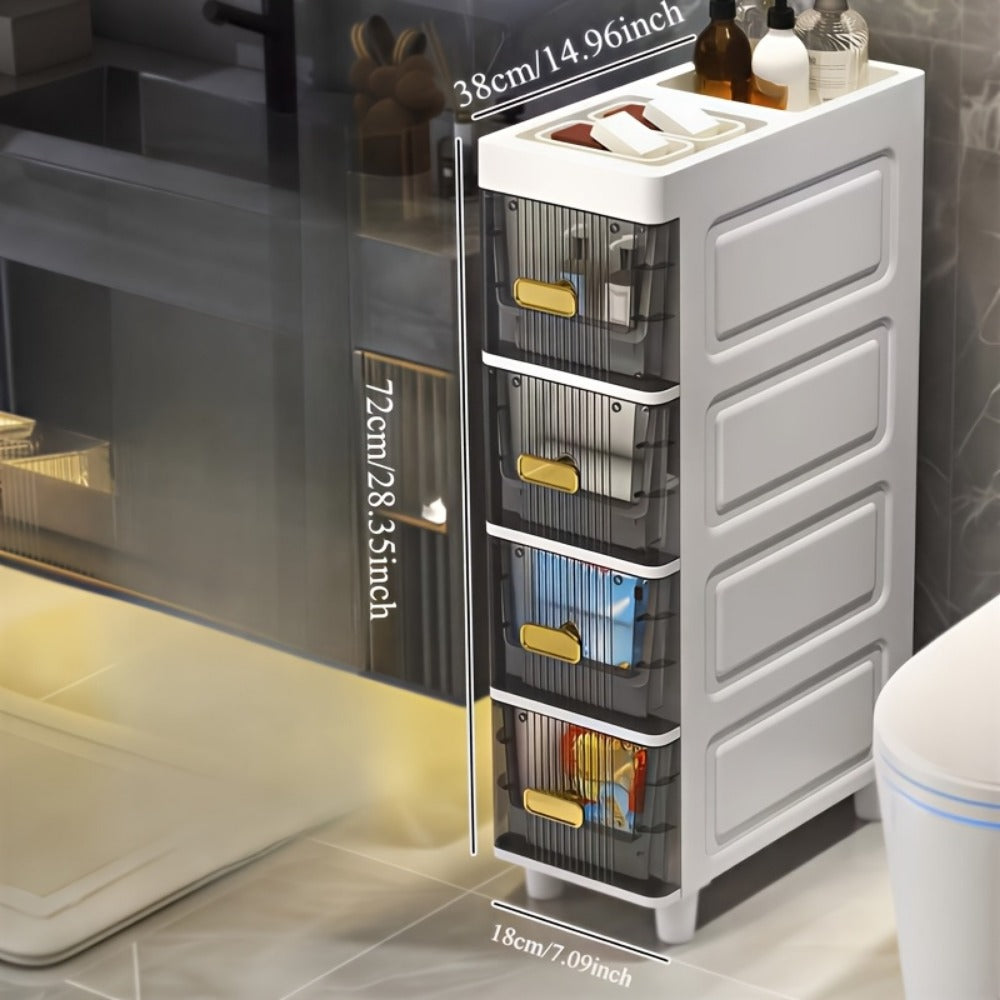 6-Layer Slim Bathroom Storage Cabinet with Storage Drawers for Organized Everyday Storage detail image - detail view 4