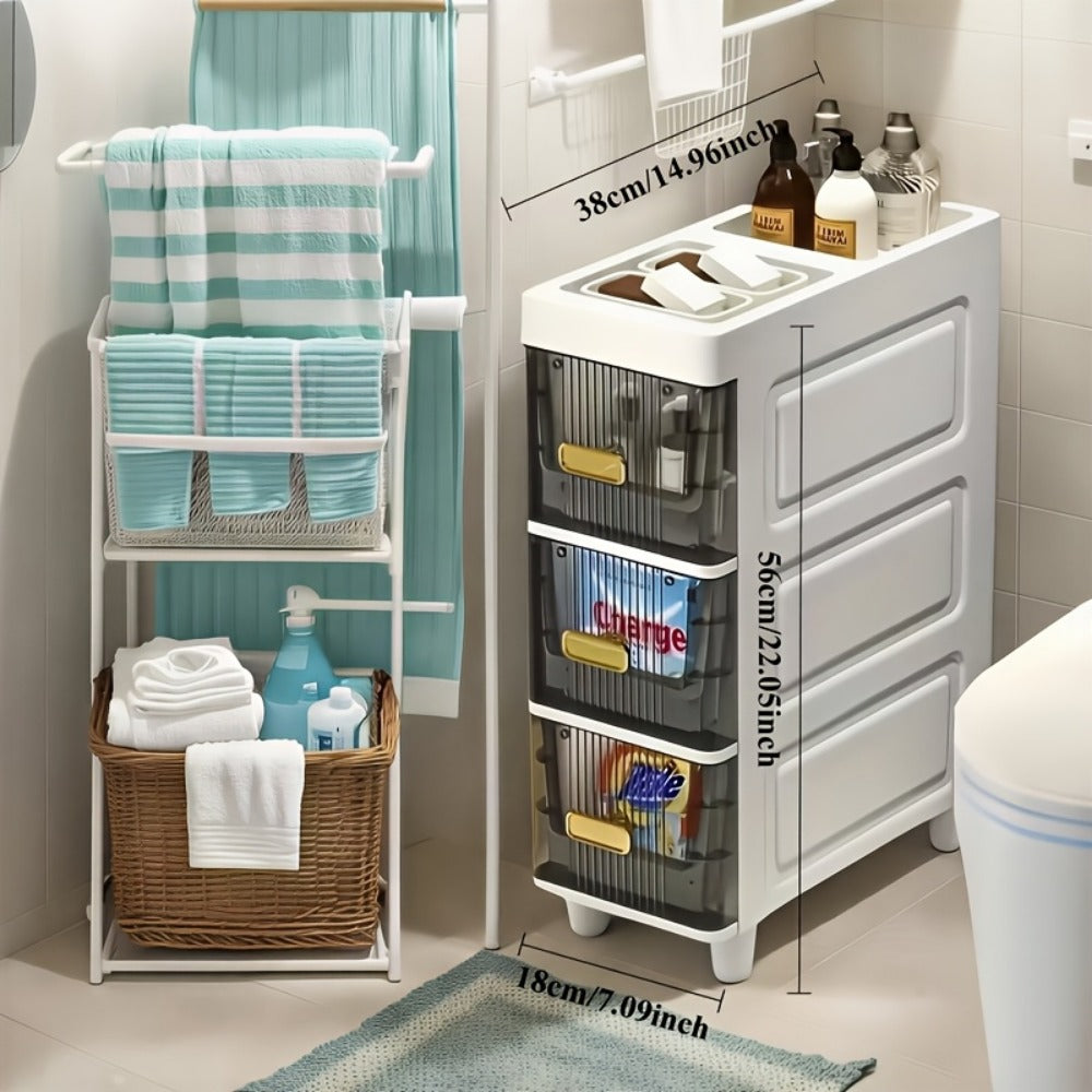 6-Layer Slim Bathroom Storage Cabinet with Storage Drawers for Organized Everyday Storage detail image - detail view 6