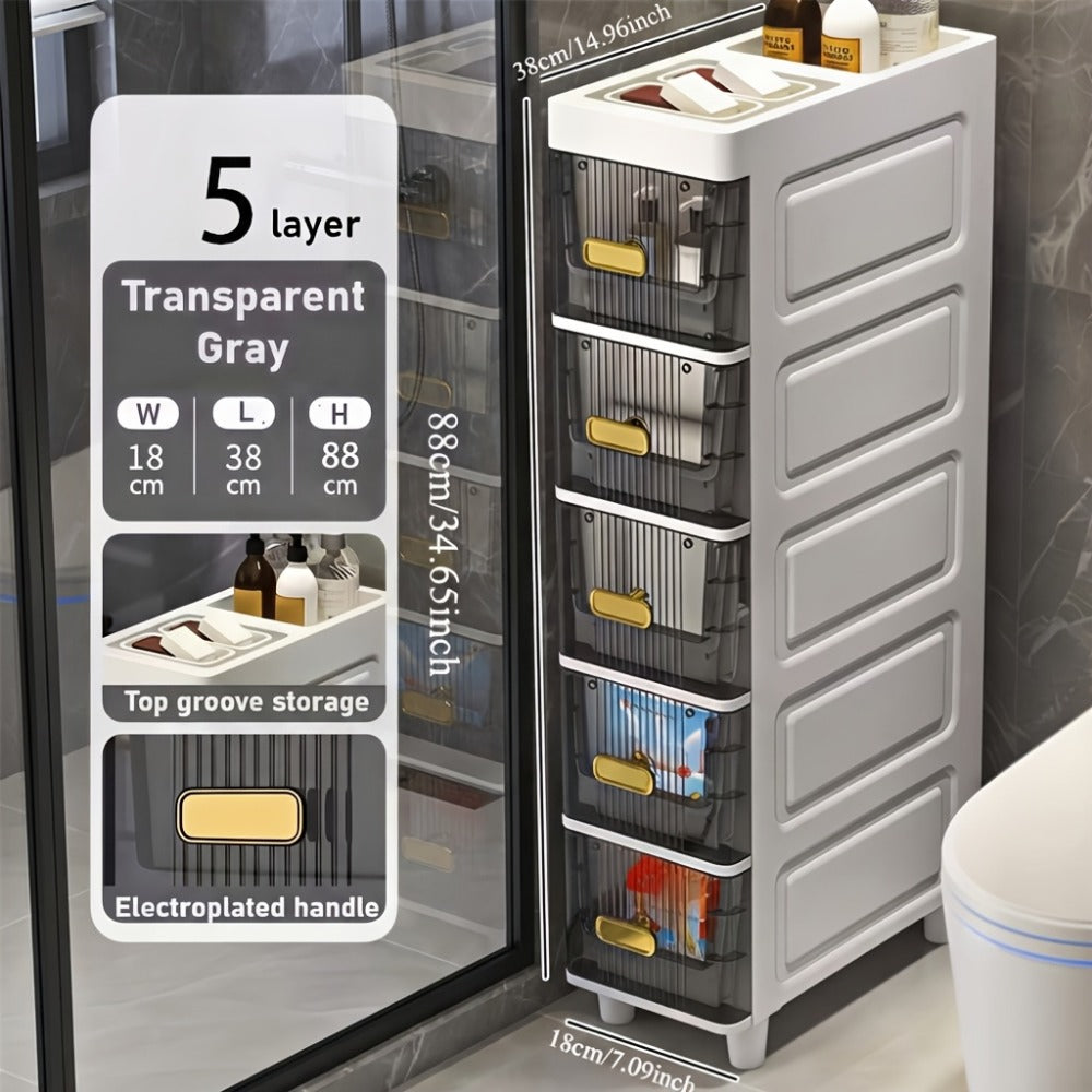 6-Layer Slim Bathroom Storage Cabinet with Storage Drawers for Organized Everyday Storage detail image - detail view 7