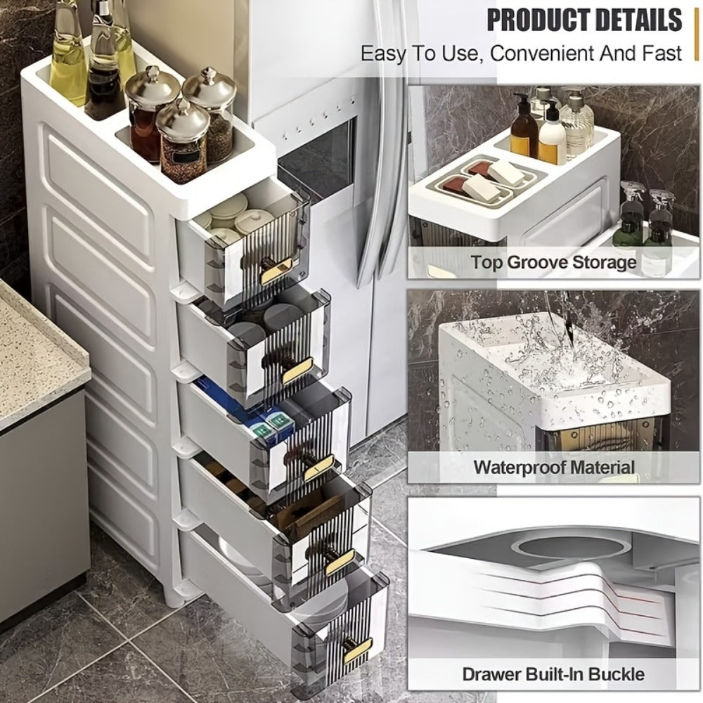 6-Layer Slim Bathroom Storage Cabinet with Storage Drawers for Organized Everyday Storage detail image - detail view 8