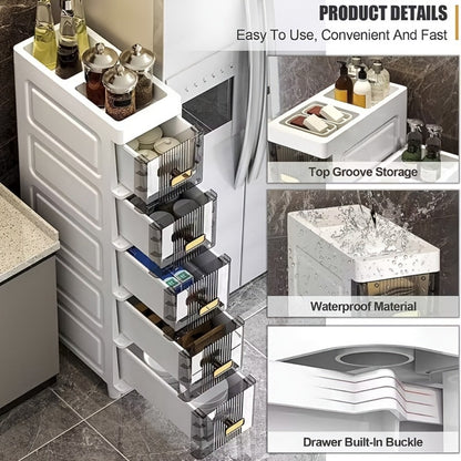 6-Layer Slim Bathroom Storage Cabinet with Storage Drawers for Organized Everyday Storage detail image - detail view 8