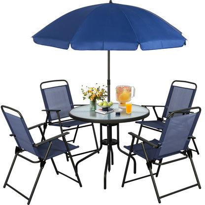 Patio Dining Set shown in the Dark Blue option