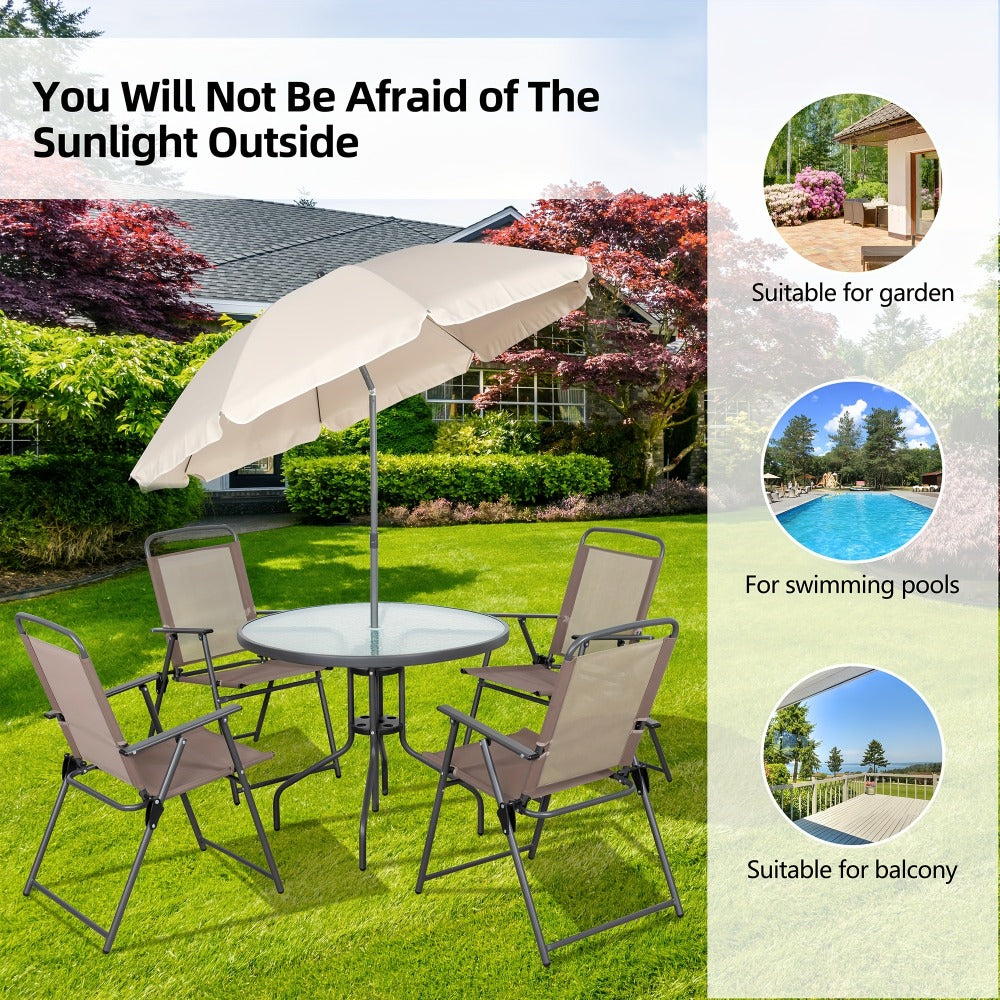 6-Piece Foldable Patio Dining Set with Multiple Color Options detail image - detail view 12