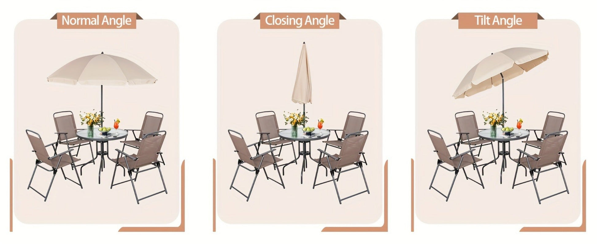 6-Piece Foldable Patio Dining Set with Multiple Color Options detail image - detail view 13