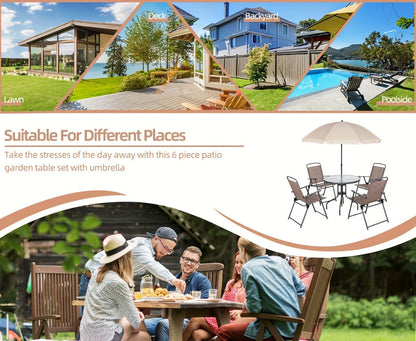 6-Piece Foldable Patio Dining Set with Multiple Color Options detail image - detail view 14