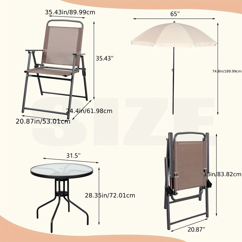 6-Piece Foldable Patio Dining Set with Multiple Color Options detail image - detail view 4