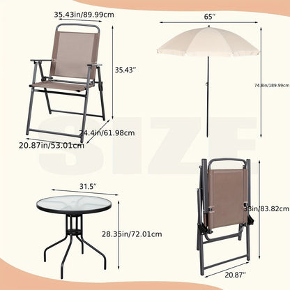 6-Piece Foldable Patio Dining Set with Multiple Color Options detail image - detail view 4