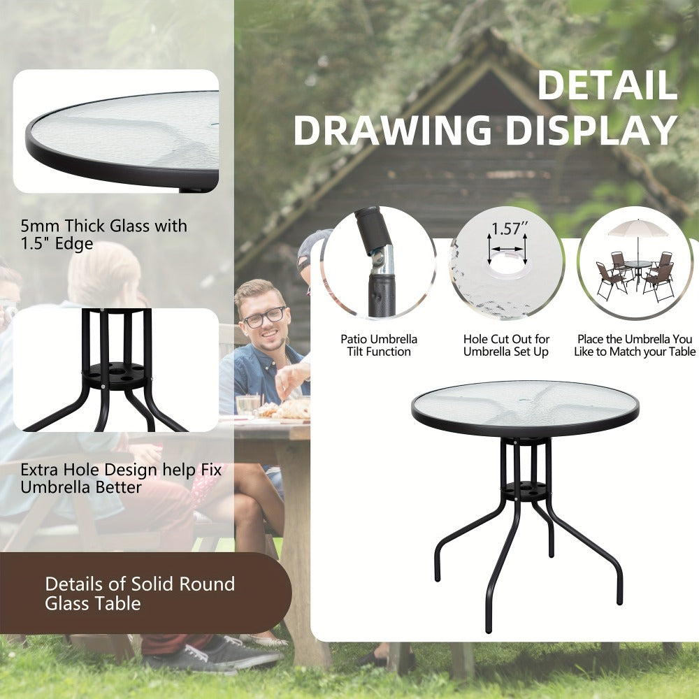 6-Piece Foldable Patio Dining Set with Multiple Color Options detail image - detail view 6