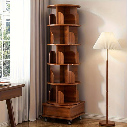 6-Tier 360° Rotating Bookshelf with Rolling Wheels and 360° Swivel for Entryway detail image - detail view 11