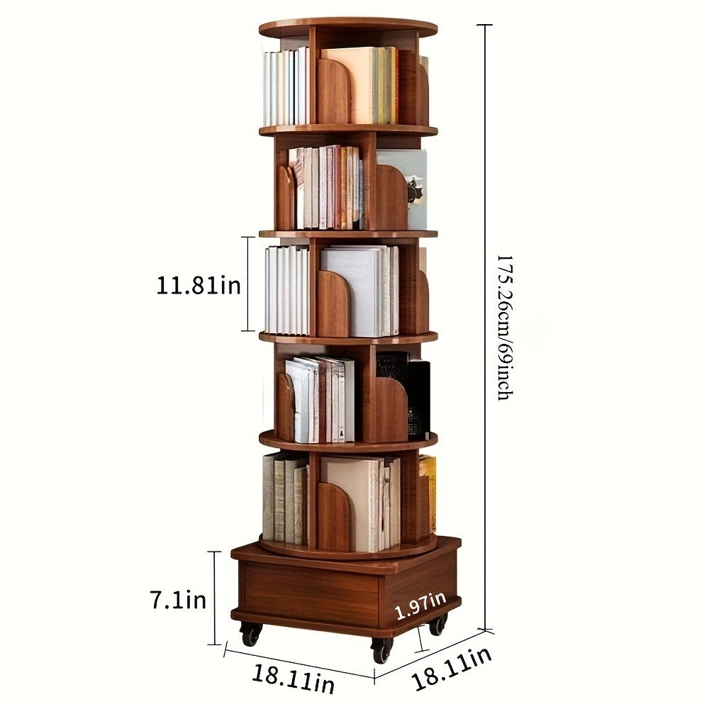 6-Tier 360° Rotating Bookshelf with Rolling Wheels and 360° Swivel for Entryway detail image - detail view 4