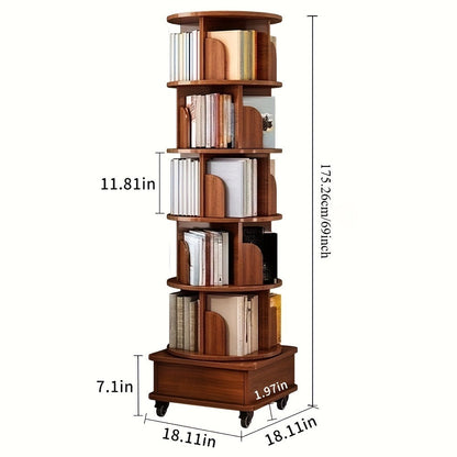 6-Tier 360° Rotating Bookshelf with Rolling Wheels and 360° Swivel for Entryway detail image - detail view 4