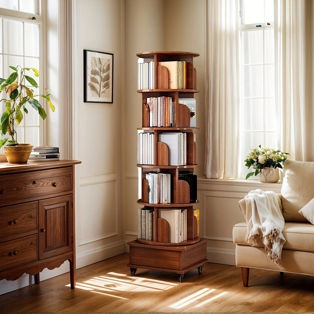 6-Tier 360° Rotating Bookshelf with Rolling Wheels and 360° Swivel for Entryway detail image - detail view 5