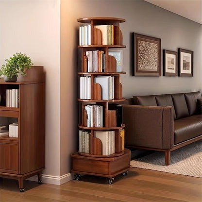 6-Tier 360° Rotating Bookshelf with Rolling Wheels and 360° Swivel for Entryway detail image - detail view 6