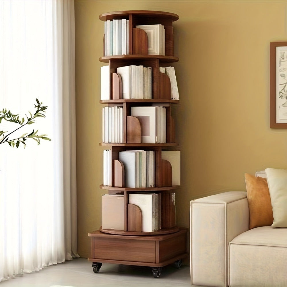 6-Tier 360° Rotating Bookshelf with Rolling Wheels and 360° Swivel for Entryway detail image - detail view 7