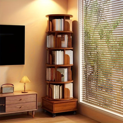 6-Tier 360° Rotating Bookshelf with Rolling Wheels and 360° Swivel for Entryway detail image - detail view 8