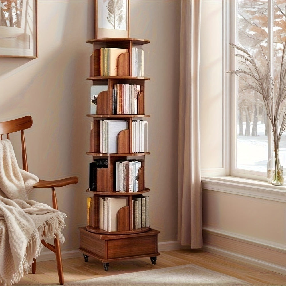 6-Tier 360° Rotating Bookshelf with Rolling Wheels and 360° Swivel for Entryway detail image - detail view 9