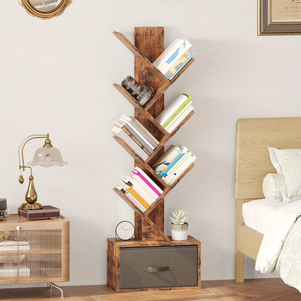 6-Tier Bookshelf with Storage Drawers, Display Storage Shelf detail image - detail view 11