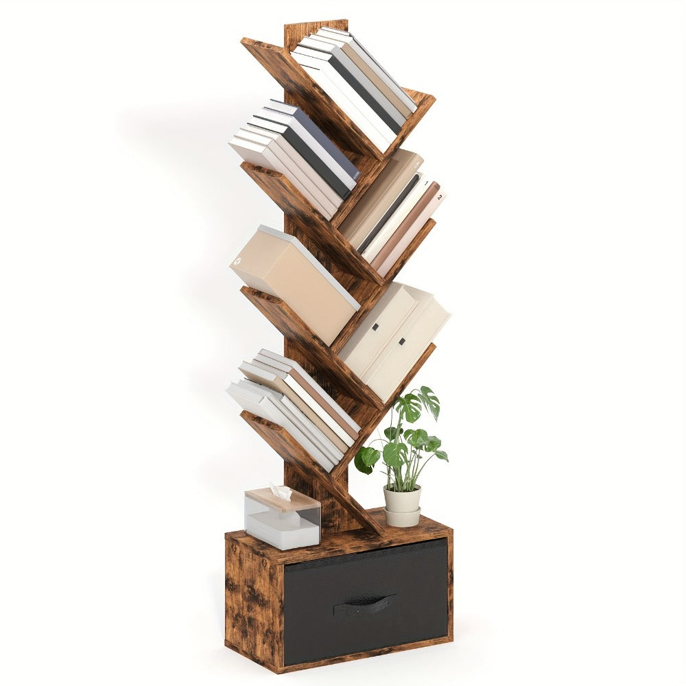 6-Tier Bookshelf with Storage Drawers, Display Storage Shelf detail image - detail view 3