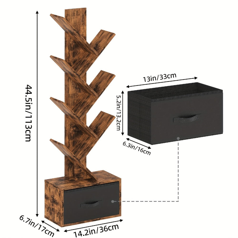 6-Tier Bookshelf with Storage Drawers, Display Storage Shelf detail image - detail view 4