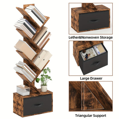 6-Tier Bookshelf with Storage Drawers, Display Storage Shelf detail image - detail view 6
