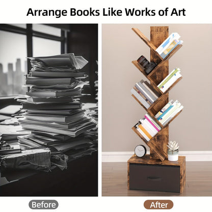 6-Tier Bookshelf with Storage Drawers, Display Storage Shelf detail image - detail view 7