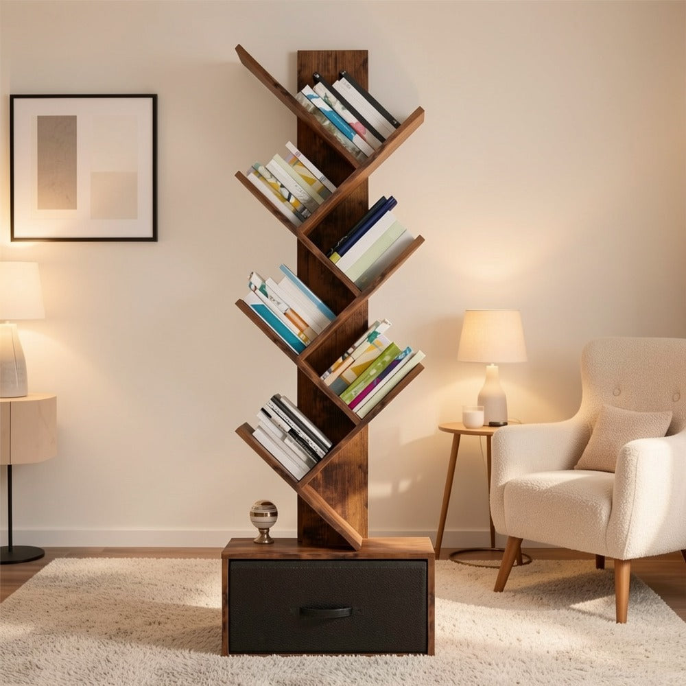 6-Tier Bookshelf with Storage Drawers, Display Storage Shelf detail image - detail view 8