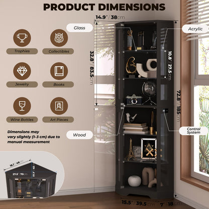 6-Tier Display Cabinet with LED Lighting for Organized Everyday Storage detail image - detail view 3