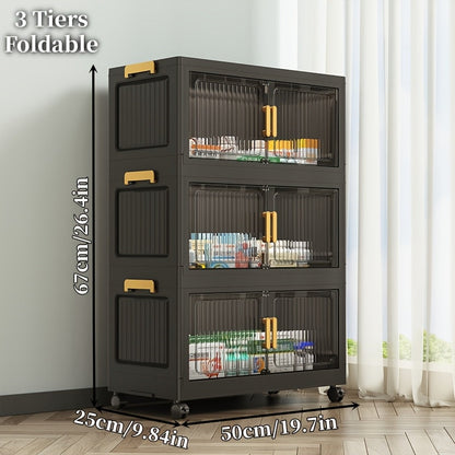 Medicine Cabinet shown in the 50CM/19.7" Diameter 3-Tier (Foldable + Magnetic Door + Wheels*4) option