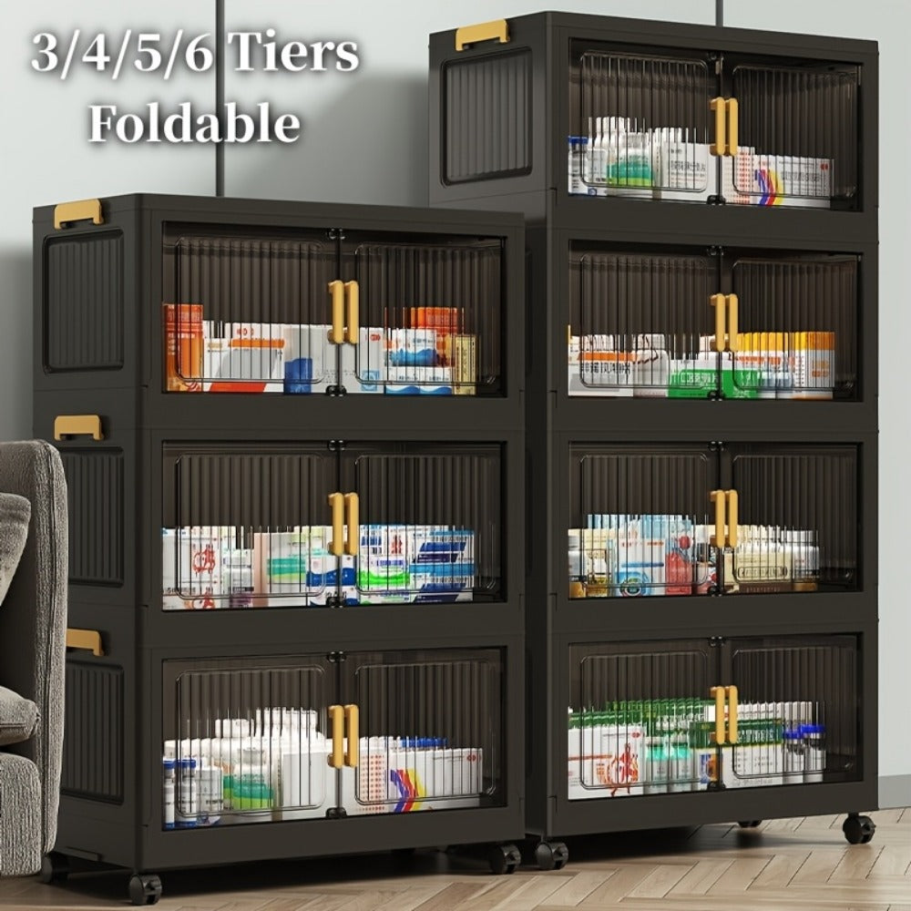 Medicine Cabinet, Stackable 3-6 Tier Vertical Storage Cabinet with Lid & Casters, Portable shown in the main product view