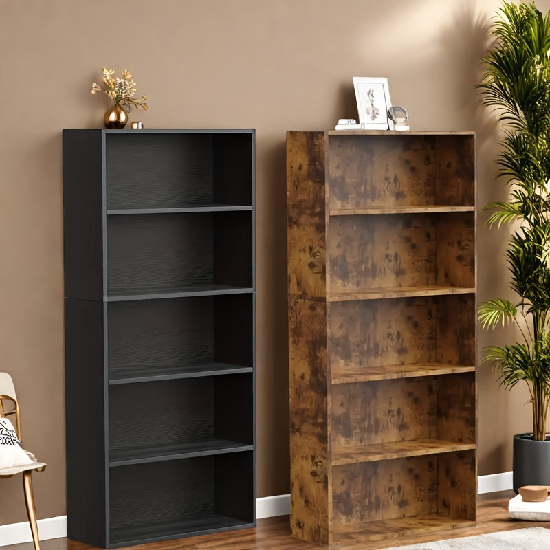 Bookshelf shown in the 1 Black+1 Rust, 5-shelf option