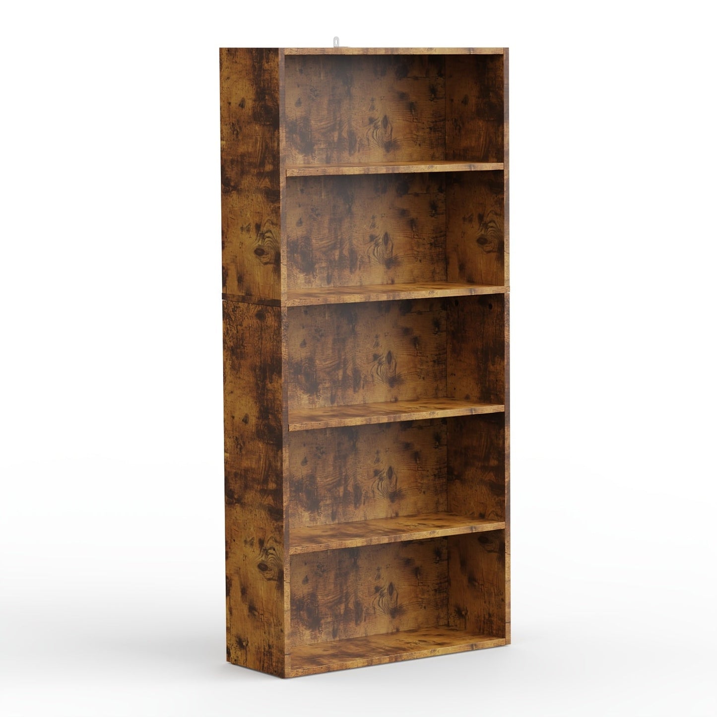Bookshelf shown in the 1 Rust, 5-shelf option
